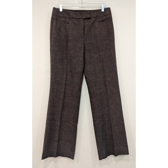 Lafayette 148 Brown Micro Plaid Virgin Wool Blend Dress Pants Size 8 - Picture 1 of 5